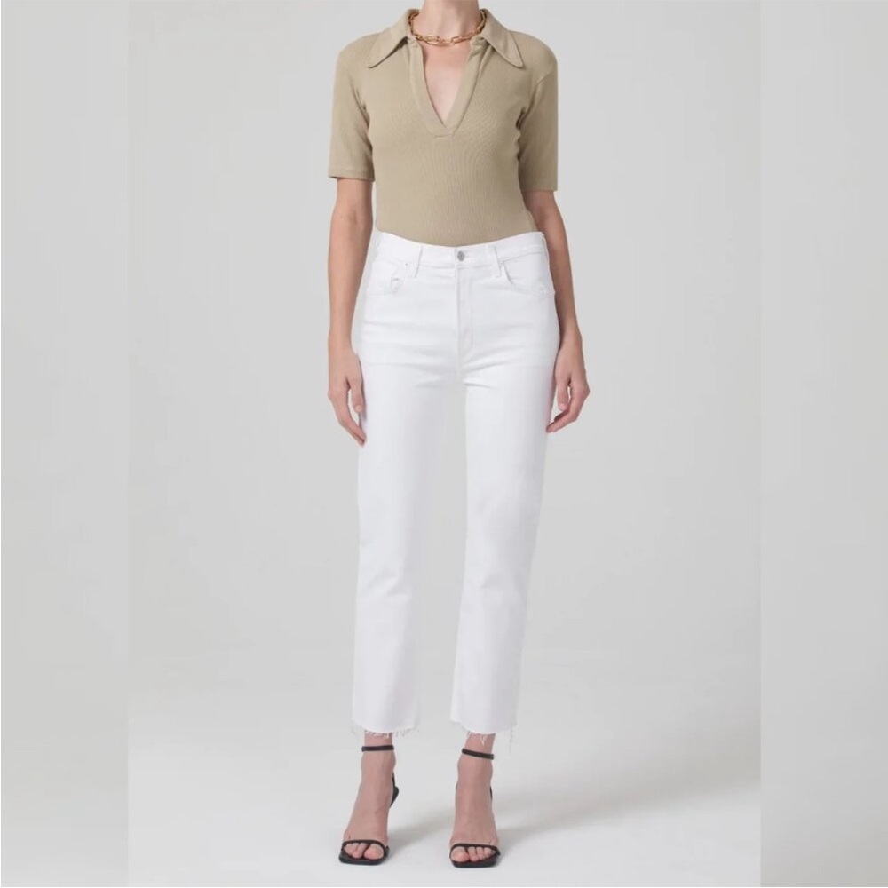 Citizens of Humanity Daphne Crop White Denim Pants Size 24